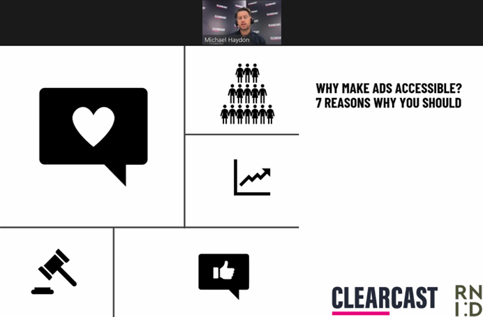 Training Manager Michael presenting 7 reasons to make your ads accessible.